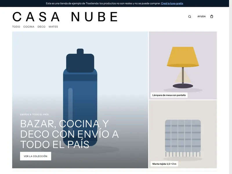 Tienda de ejemplo con la plantilla Editorial