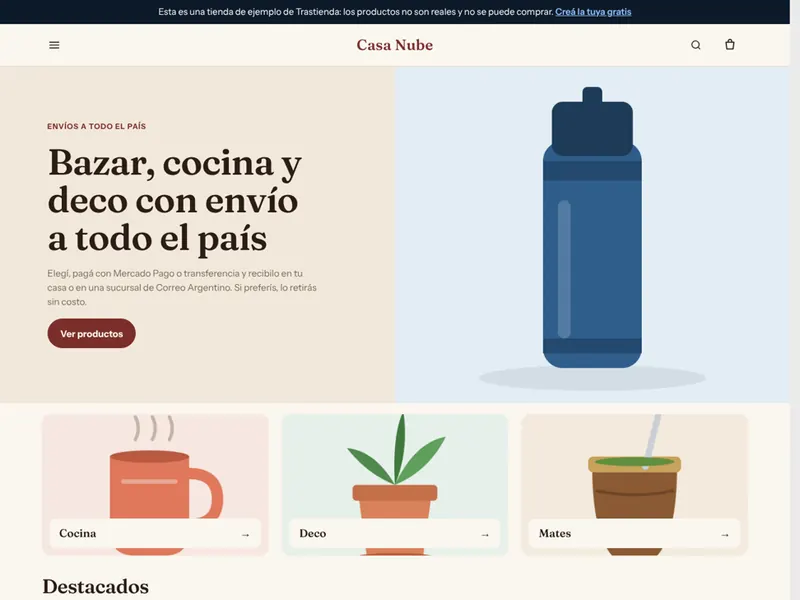 Tienda de ejemplo con la plantilla Gourmet