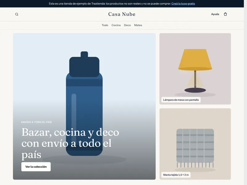 Tienda de ejemplo con la plantilla Hogar y blanquería