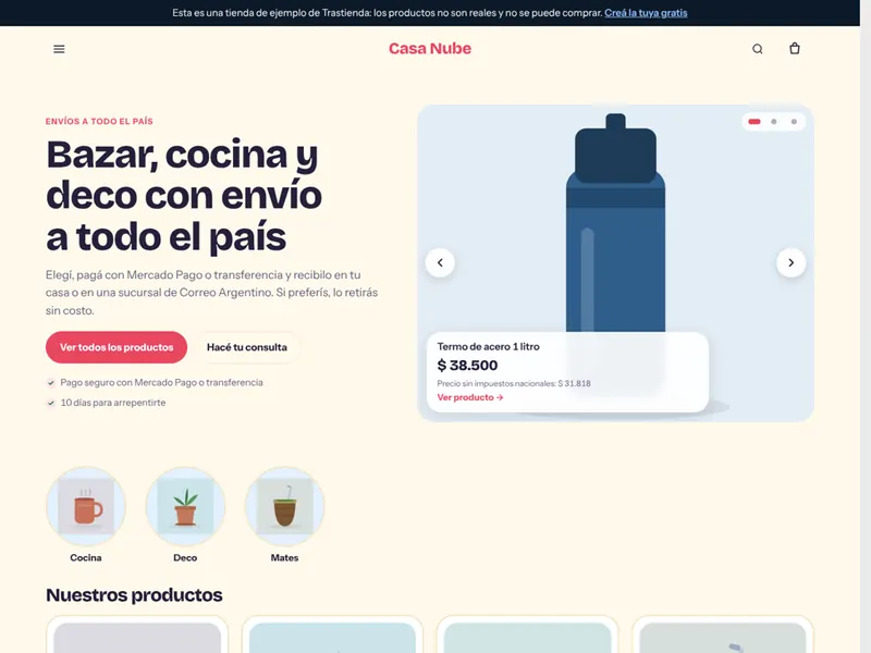 Tienda de ejemplo con la plantilla Juguetería