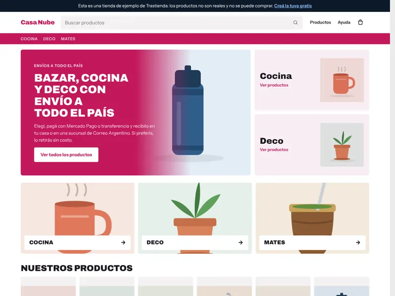 Tienda de ejemplo con la plantilla Mayorista