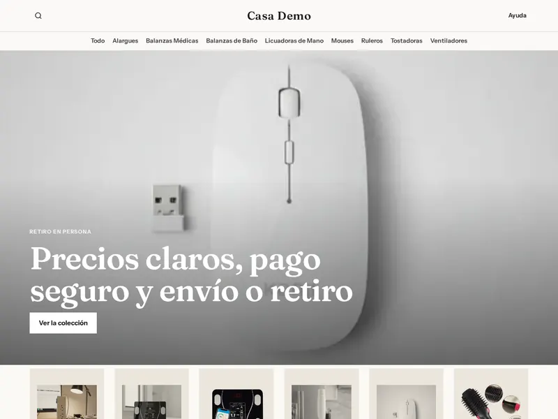 Tienda de ejemplo con la plantilla Moda